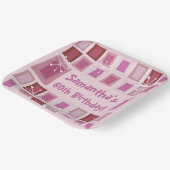 中世紀半モダンば60誕生日ピンク ペーパープレート (傾斜あり)