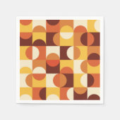 中世紀半モダン円黄色とオレンジ スタンダードカクテルナプキン (正面)