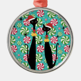 中世紀原モダン子時代の猫ペパクールーミント メタルオーナメント