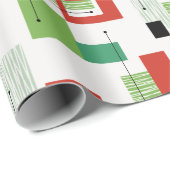 中世紀原子モダンクリスマスラッピング紙 ラッピングペーパー (ロールコーナー)