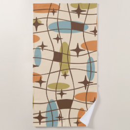 中世紀原子モダンサーファー模様 ビーチタオル