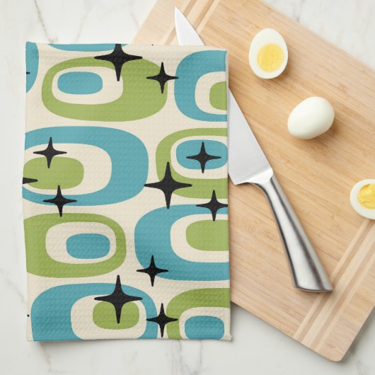 中世紀原子モダンパターン キッチンタオル (四つ折り)