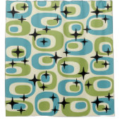 中世紀原子モダンパターン シャワーカーテン (正面)