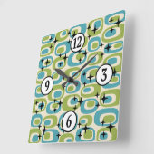 中世紀原子モダンパターン スクエア壁時計 (傾斜)