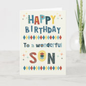 中世紀原子モダンヴィンテージ誕生日 カード (正面)