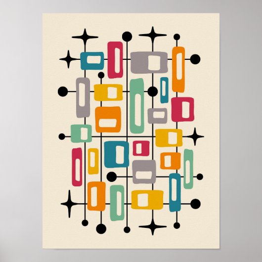 中世紀原子モダン抽象芸術 ポスター (正面)