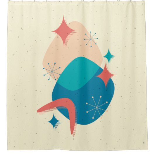 中世紀原子時代抽象芸術17 シャワーカーテン (正面)