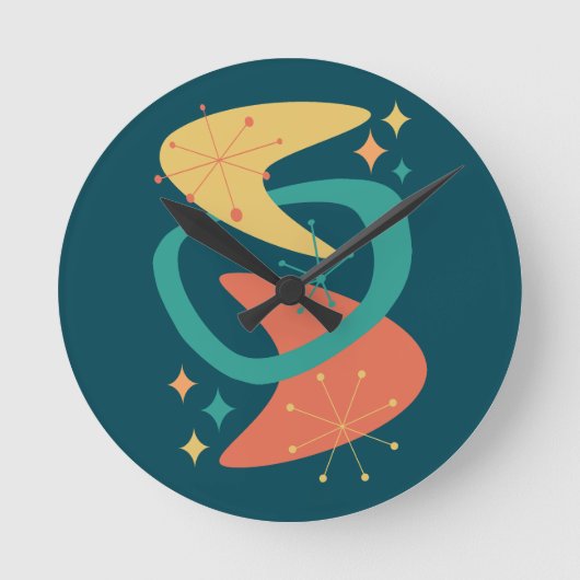 中世紀原子時代7木炭 ラウンド壁時計 (正面)