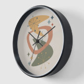 中世紀原子時代7黄色、緑、タン 壁時計 (傾斜)