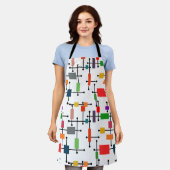 中世紀大モダン格子 エプロン (着用した状態)