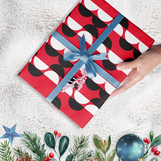 中世紀幾何モダンパターン赤い贈り物 ラッピングペーパー