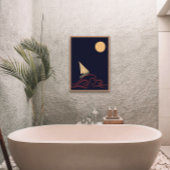 中世紀日本の月波ミニマルモダンリスト ポスター