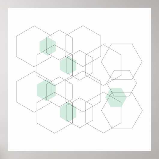 中世紀最小モダン数主義幾何六角 ポスター (正面)