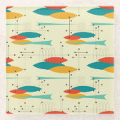 中世紀楕円線デザイン、予測できな抽象芸術 ガラスコースター (正面)