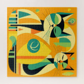 中世紀猫モダンアート:抽象芸術の形 ジグソーパズル (横)