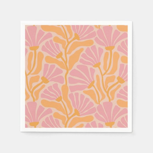 中世紀花モダン柄 スタンダードカクテルナプキン (正面)