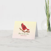 中世紀赤インスパイア(鳥)ショウジョウコウカンチョウ手図解入りの、写真付きの形 サンキューカード (正面)