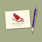 中世紀赤インスパイア(鳥)ショウジョウコウカンチョウ手図解入りの、写真付きの形 サンキューカード