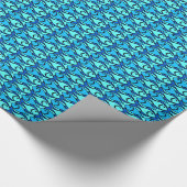 中世紀魚モダン、ターコイズ、アクア ラッピングペーパー (角)