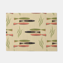 中世紀魚モダン ドアマット