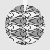 中世紀魚モダン、灰色、白、黒 オーナメント (裏面)