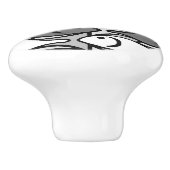 中世紀魚モダン、灰色、白、黒 セラミックノブ (側面)