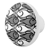 中世紀魚モダン、灰色、白、黒 セラミックノブ (右)