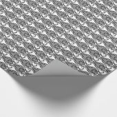 中世紀魚モダン、灰色、白、黒 ラッピングペーパー (角)