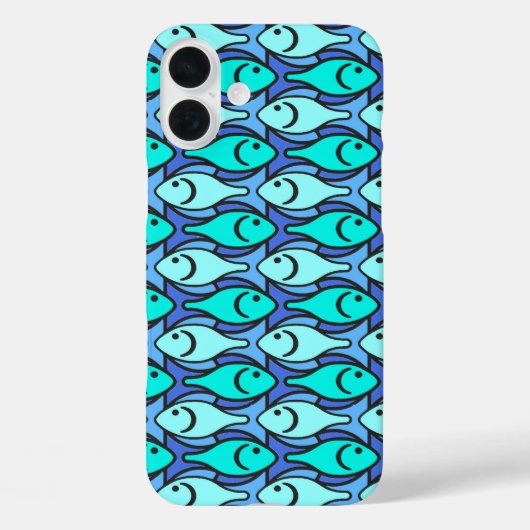 中世紀魚モダン、青、水色 Case-Mate iPhoneケース (裏面)