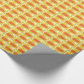 中世紀魚モダン、黄色とオレンジ ラッピングペーパー (角)