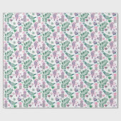 中世紀鳥と花の模様（紫） ラッピングペーパー (フラット)