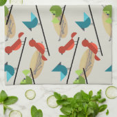 中世紀鳥モダン類 キッチンタオル (折り畳み)