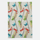 中世紀鳥モダン類 キッチンタオル (縦)