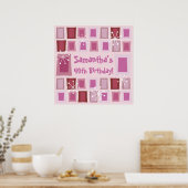 中世紀40歳モダンの誕生日ピンク ポスター (キッチン)