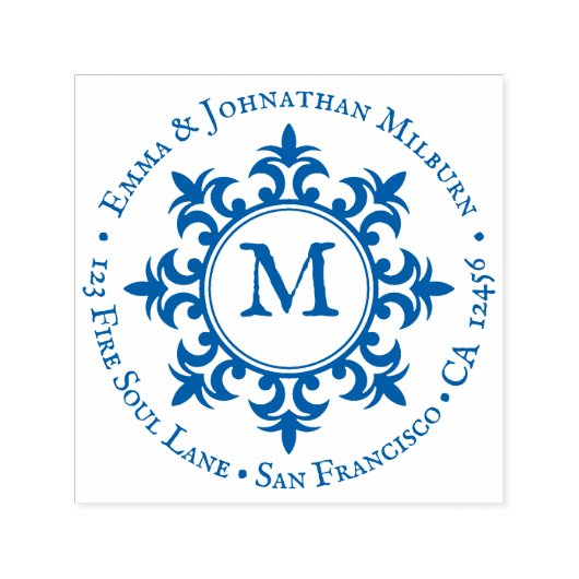 中世素朴サークルモノグラム – 差出人住所 セルフインキングスタンプ (デザイン)