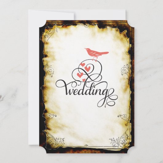 中世素朴ヴィンテージ珊瑚焼き羊皮紙 招待状 (裏面)