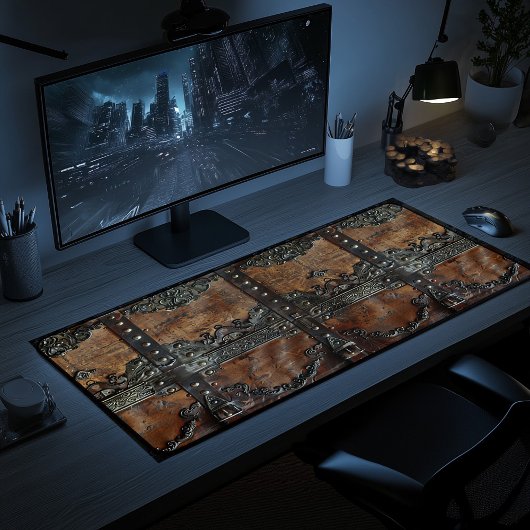 中世素朴革・鉄プリントデスクマット デスクマット