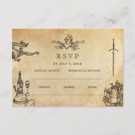 中世結婚のサ結婚イト | RSVP QRコード エンクロージャーカード (正面)