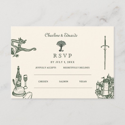 中世結婚のサ結婚イト | RSVP QRコード エンクロージャーカード (正面)