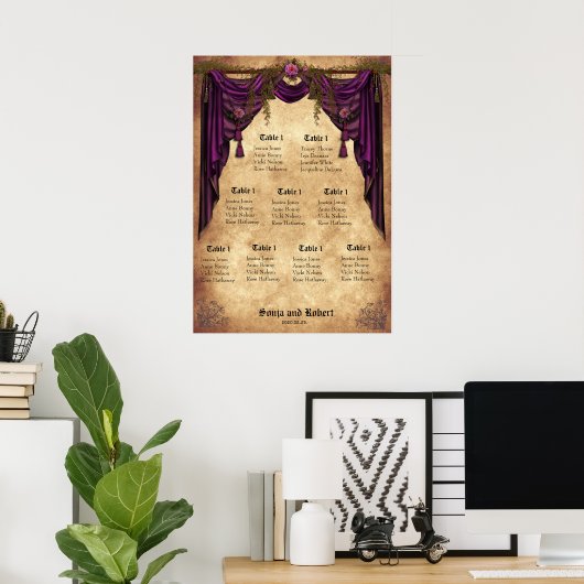 中世結婚の座席表 ポスター (ホームオフィス)