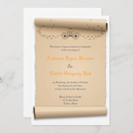 中世結婚式招待状パンプキン馬車 招待状 (正面/裏面)