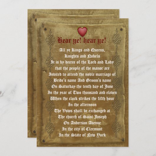 中世結婚式招待状命令テンプレート 招待状 (正面/裏面)