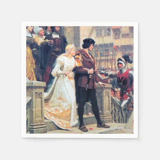 中世結婚新郎騎士絵を描の スタンダードカクテルナプキン (正面)