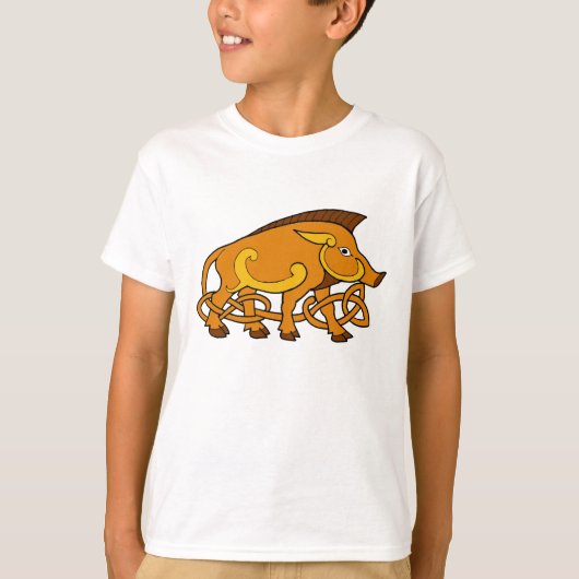中世芸術のケルト結び目模様のイノシシ Tシャツ (正面)