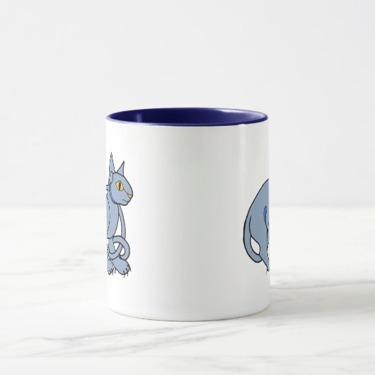 中世芸術のケルト結び目模様の青猫 マグカップ (中央)