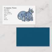 中世芸術のケルト結び目模様の青猫 名刺 (正面/裏面)