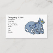 中世芸術のケルト結び目模様の青猫 名刺 (正面)