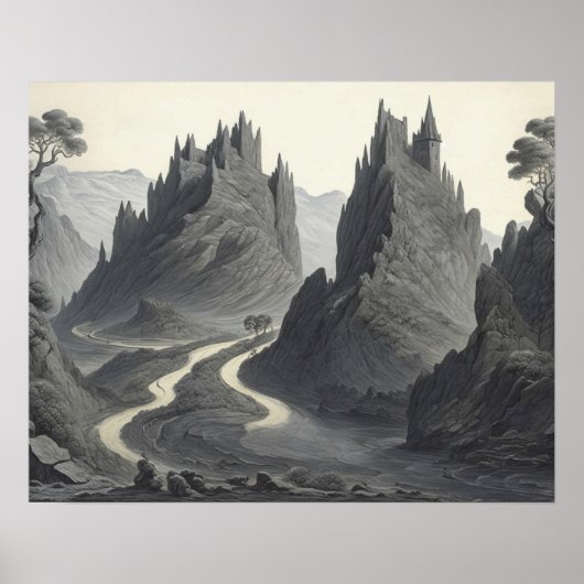 中世芸術的ランドスケープ・デジタ絵を描ル・アート ポスター (正面)