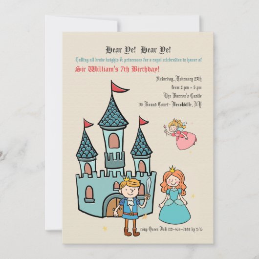 中世誕生日パーティーの招待 招待状 (正面)