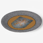 中世金ゴールドのライオンの灰色Chainmail ペーパープレート (アングル)